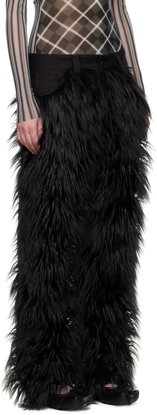 Paula Canovas Del Vas Black Faux-Fur Jeans