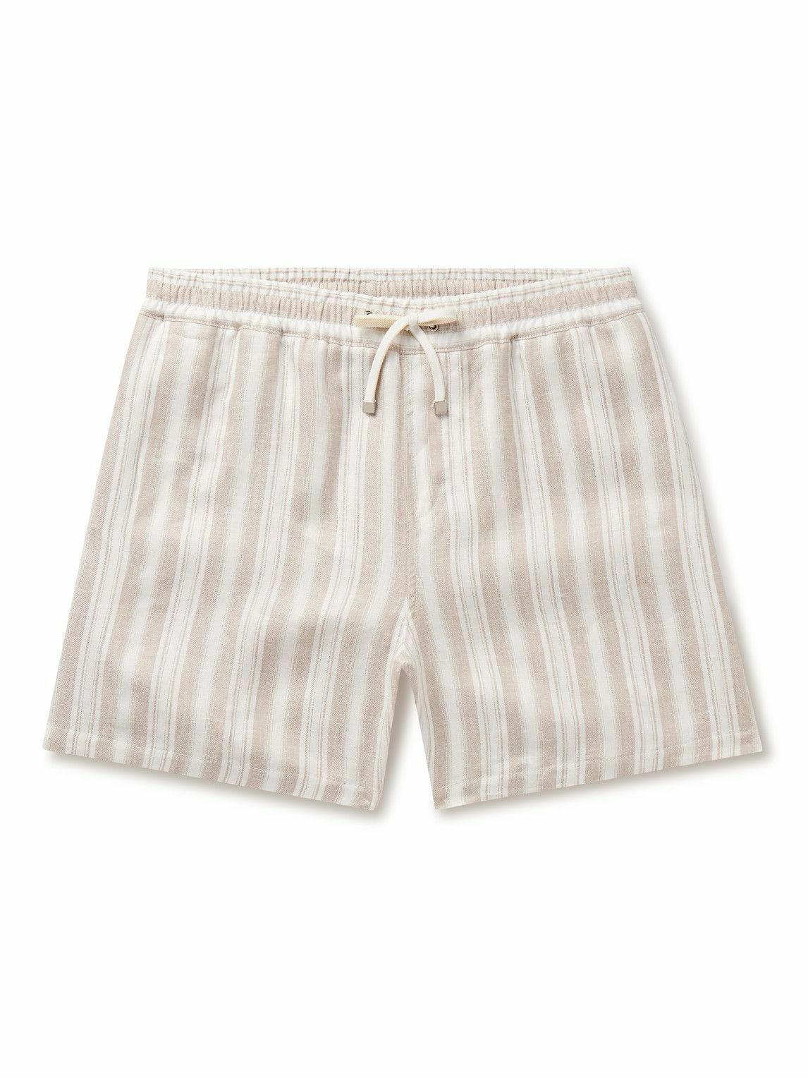 Loro Piana - Bermuda Bay Straight-Leg Striped Linen Drawstring Shorts ...