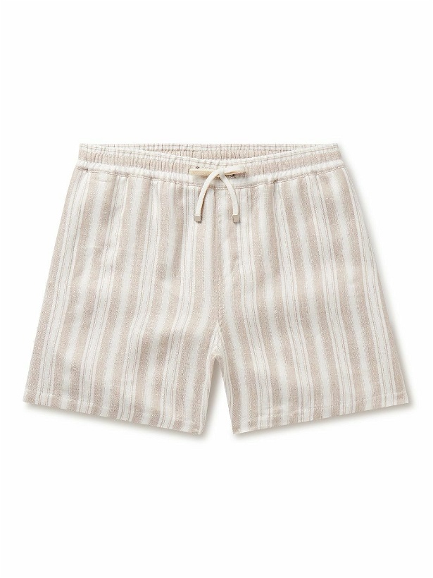Photo: Loro Piana - Bermuda Bay Straight-Leg Striped Linen Drawstring Shorts - Neutrals