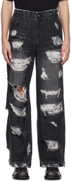 ADER error Black Distressed Jeans