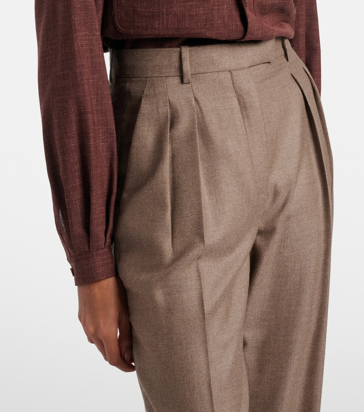 Loro Piana Chad pleated cashmere and silk wide-leg pants