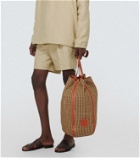 Loro Piana Bali Large leather-trimmed linen bucket bag