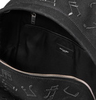 SAINT LAURENT - Leather-Trimmed Embroidered Canvas Backpack - Black