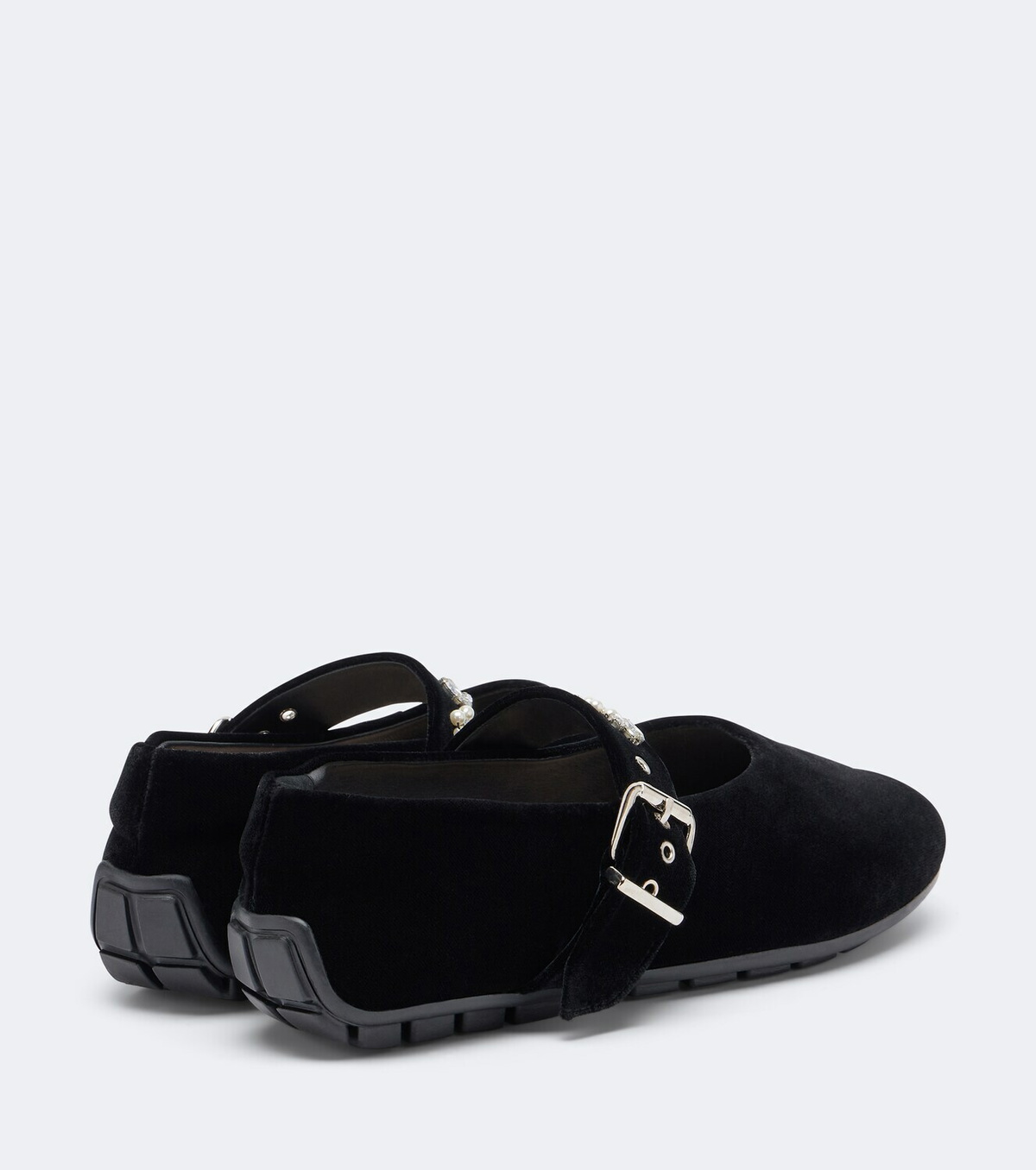 Simone Rocha Embellished velvet Mary Jane flats