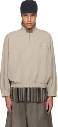 Aviva Jifei Xue Beige Yarn-Dyed Track Jacket