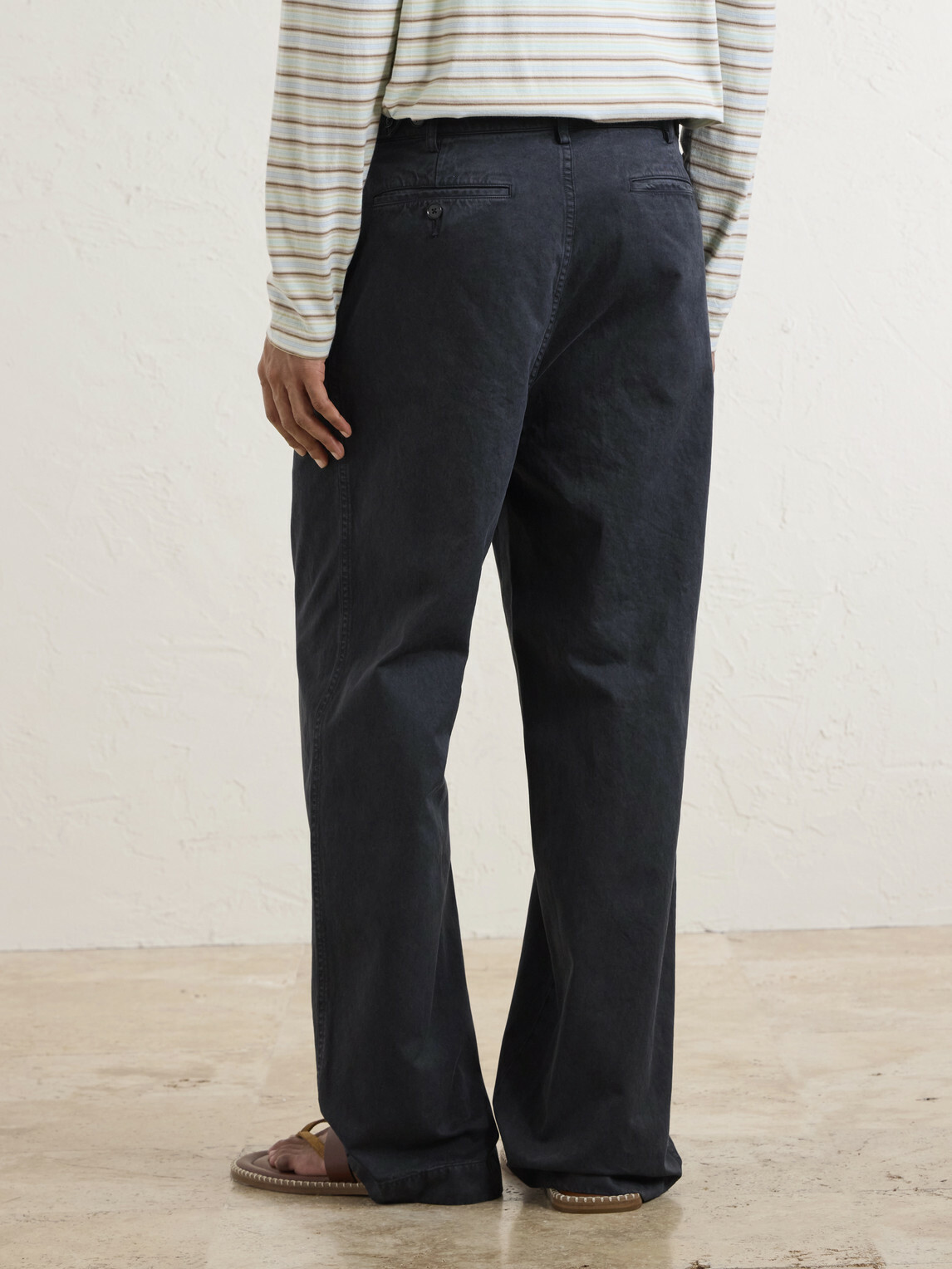 Auralee - Wide-Leg Pleated Garment-Dyed Cotton-Twill Chinos - Black