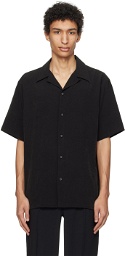 RAINMAKER KYOTO Black Open Spread Collar Shirt