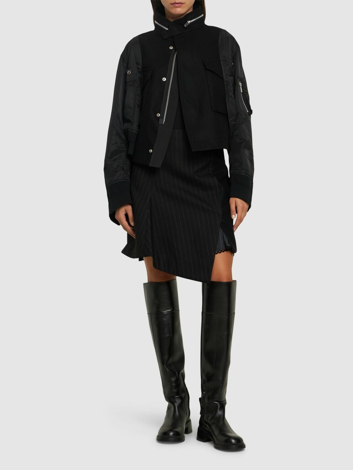SACAI Wool Melton & Nylon Twill Jacket Sacai