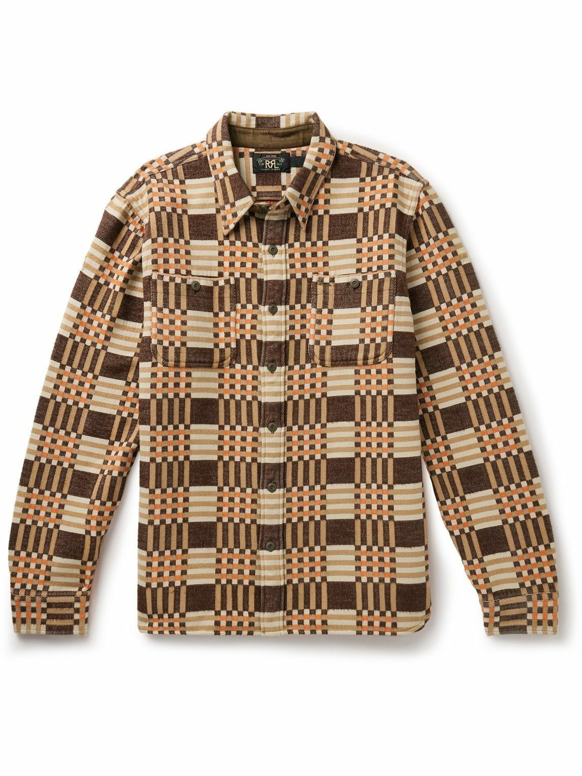 トップス RRL CODY SPORT SHIRT CTN JACQUARD PLAID RRL - Cody Checked Cotton-Jacquard Shirt - Brown RRL