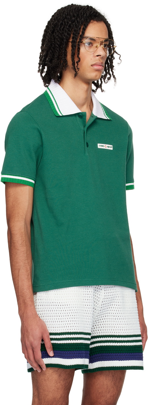 Casablanca ポロシャツ M GREEN Casablanca Green Textured Polo Casablanca