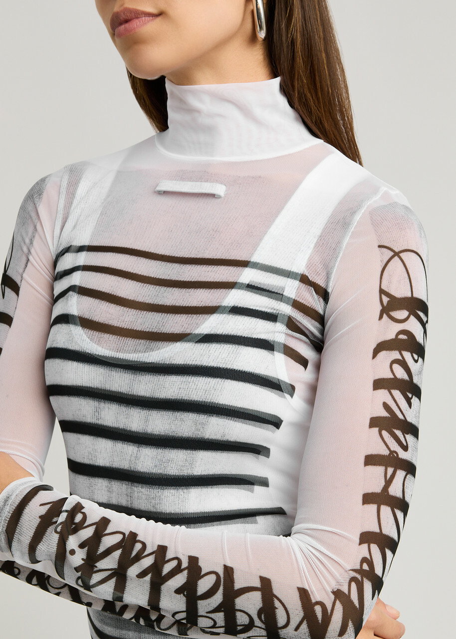 Jean Paul Gaultier Marinière Printed Layered Tulle Mini Dress