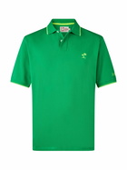 MC2 Saint Barth Man Green Cotton Piquet Polo Shirt Beverly Hills With Palm Embroidery
