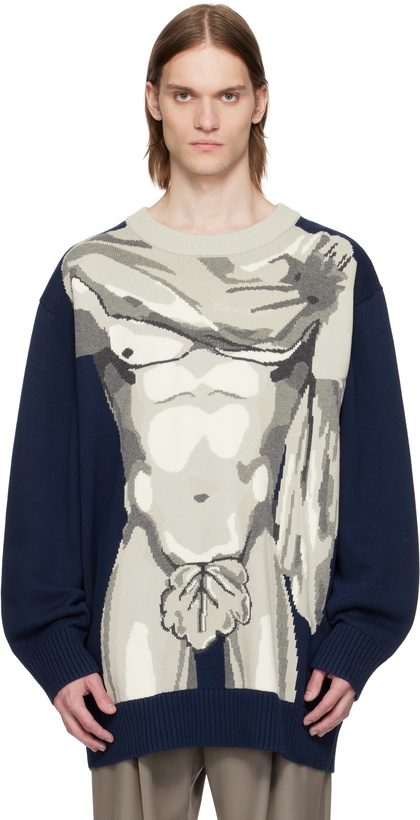 Photo: Charles Jeffrey LOVERBOY Navy & Gray Sexy Bust Sweater