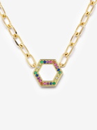 Harwell Godfrey 18K Yellow Gold Rainbow Sapphire Hexagon Necklace