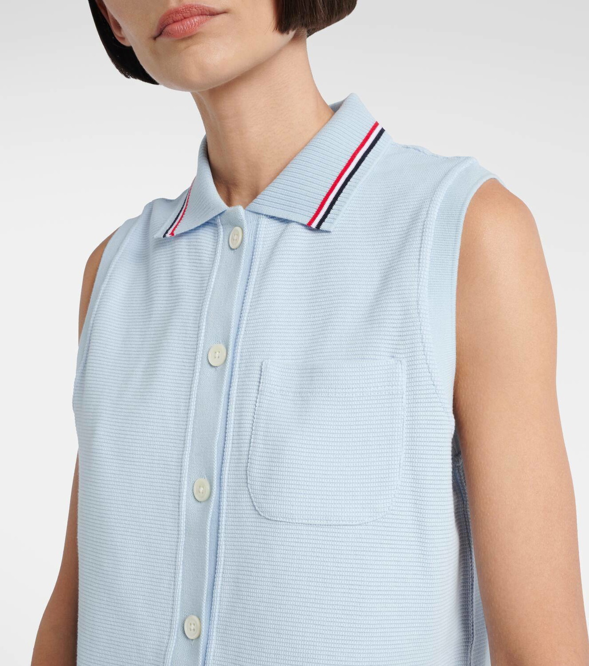 Thom Browne Sleeveless cotton polo shirt