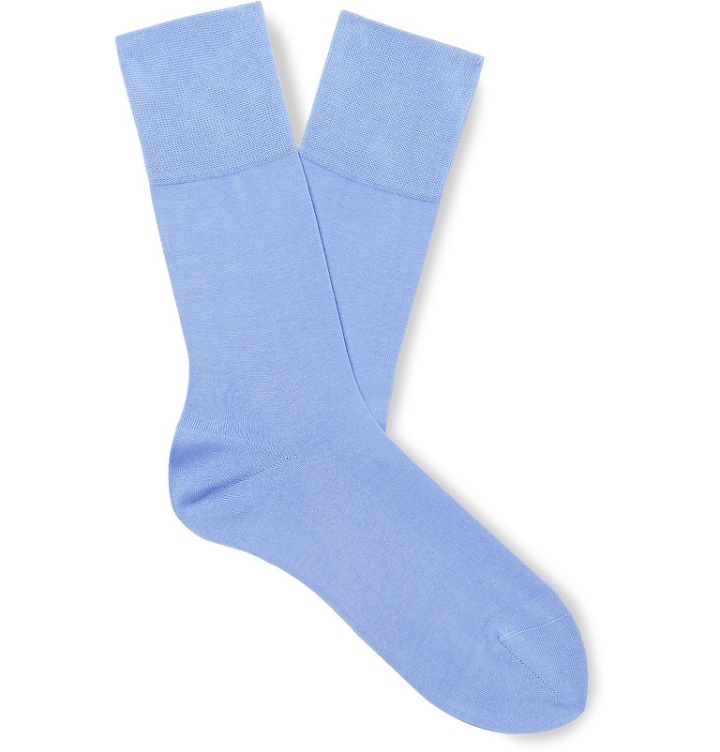 Photo: FALKE - Tiago Stretch Fil d'Ecosse Cotton-Blend Socks - Blue