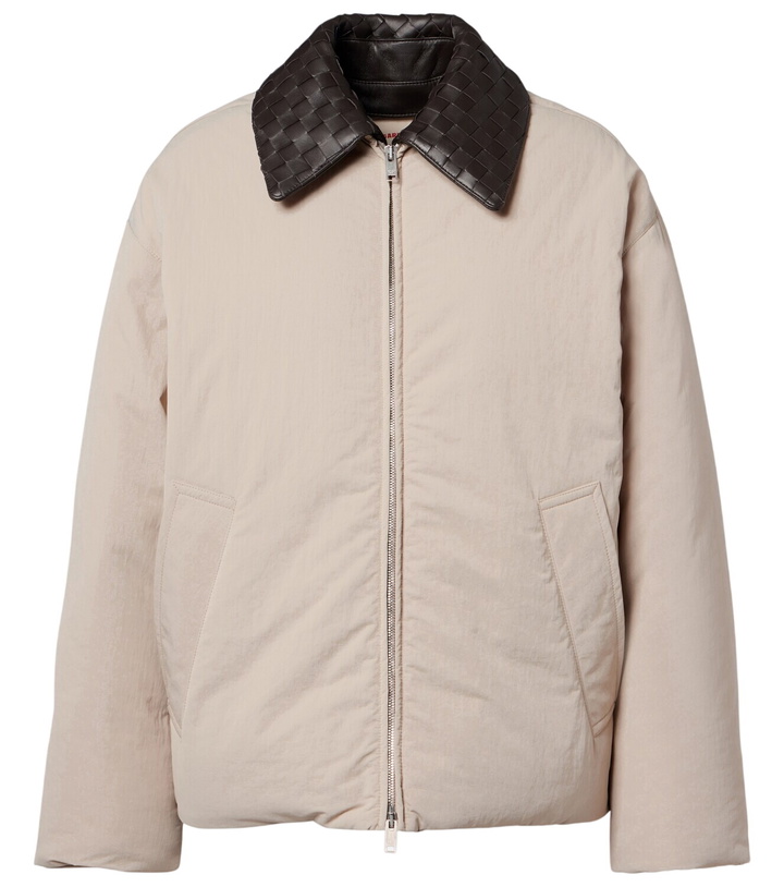 Photo: Bottega Veneta Intrecciato leather-trimmed down jacket