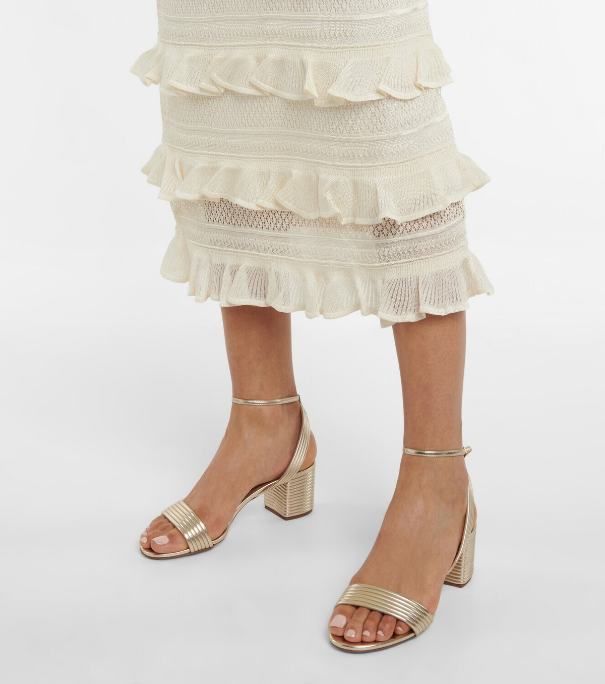 サンダル・ミュール Aquazzura Sundance 50 Mm Sandal AQUAZZURA Sundance 50 metallic vegan leather sandals | NET-A