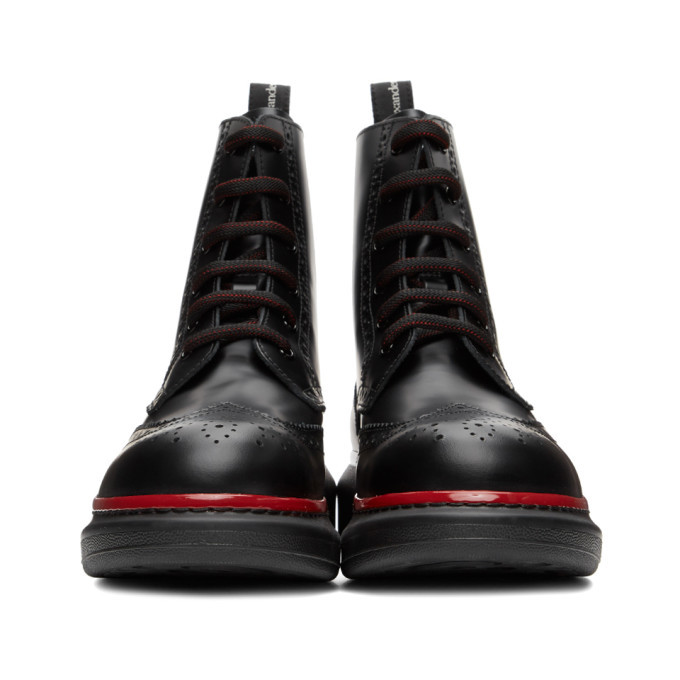 Alexander McQueen Black Hybrid Brogue Boots Alexander McQueen display picture 2