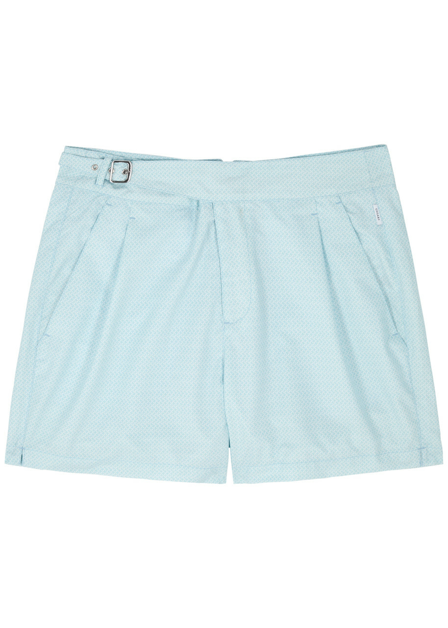 Gusari The London Printed Shell Swim Shorts Aqua