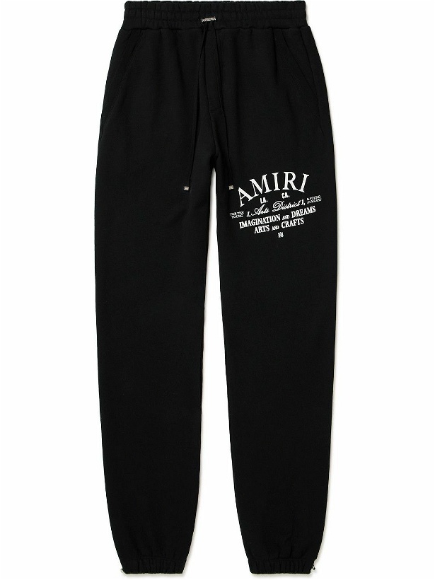 Photo: AMIRI - Tapered Printed Cotton-Jersey Sweatpants - Black