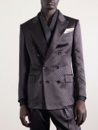 TOM FORD - Double-Breasted Polka-Dot Satin-Jacquard Tuxedo Jacket - Brown