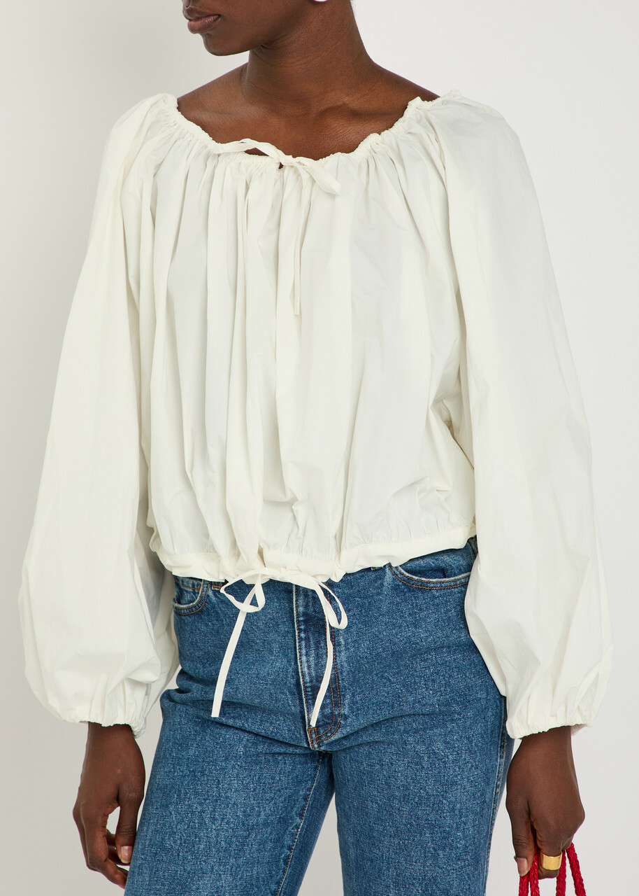 Bernadette Ally Gathered Stretch-cotton Poplin top White