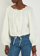 Bernadette Ally Gathered Stretch-cotton Poplin top White