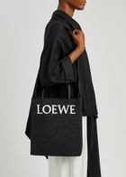 Loewe Standard A4 Woven Raffia Tote - Black And White - One Size