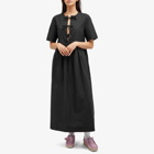 GANNI Women's Cotton Poplin Long Tie String Dress in Black