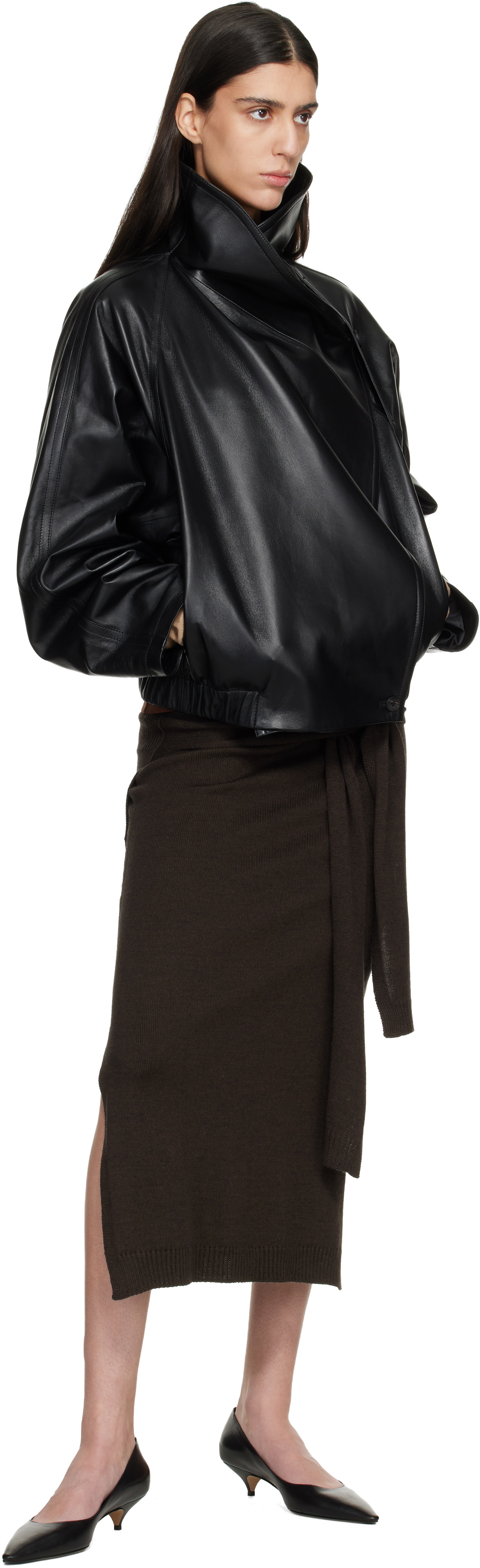 LE17SEPTEMBRE Black Sculptured Leather Jacket
