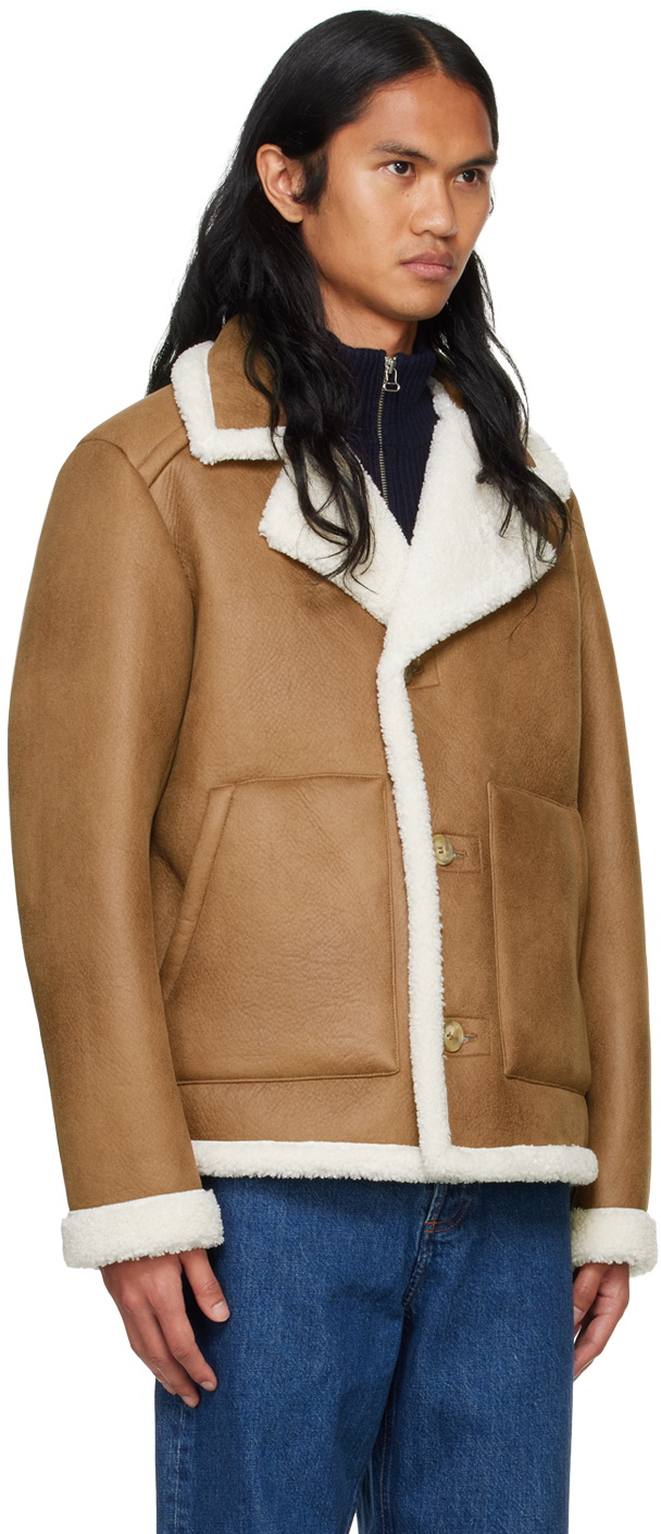 A.P.C. Tan Fin Faux-Shearling Jacket