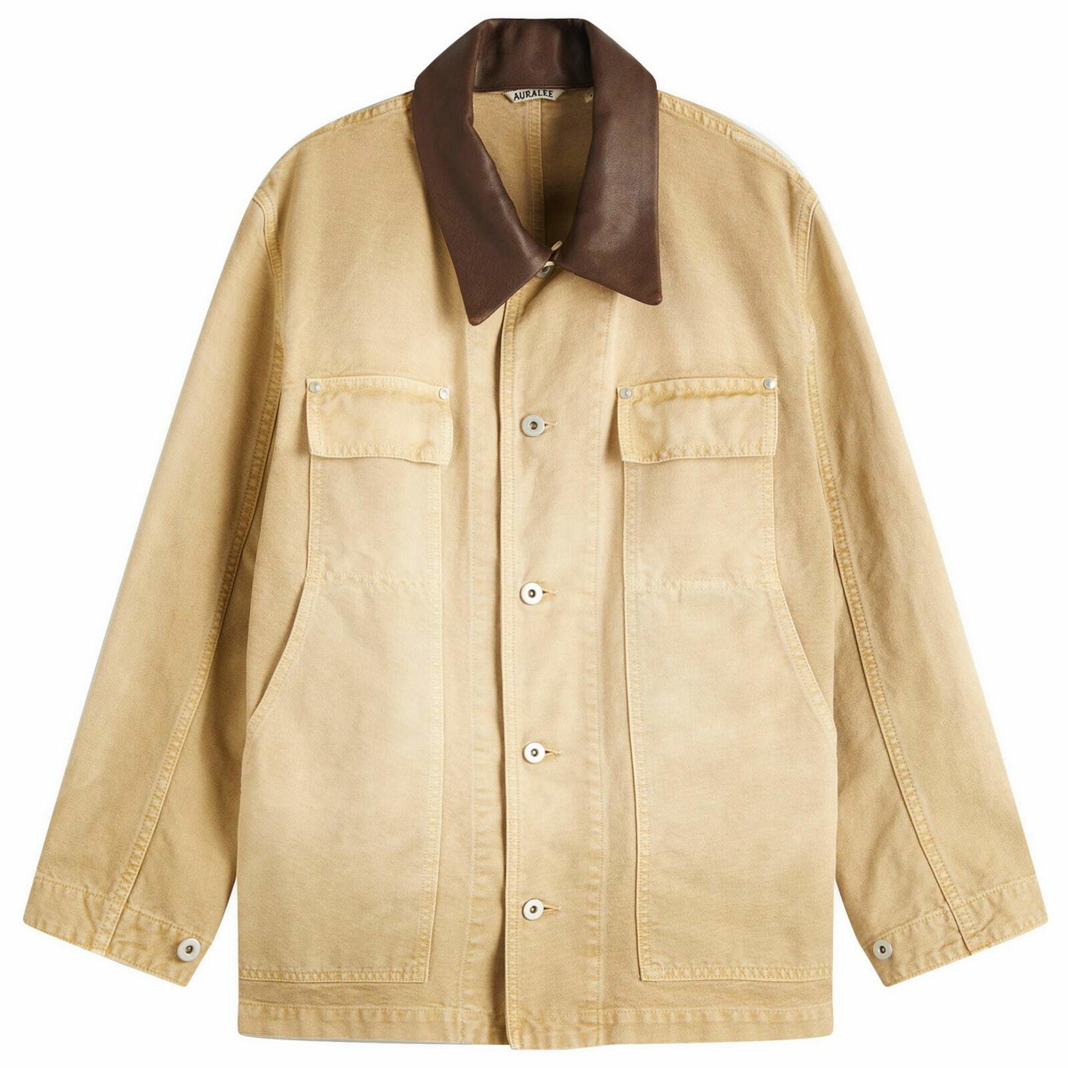 Auralee Men's Organic Cotton Duck Blouson in Light Beige Auralee