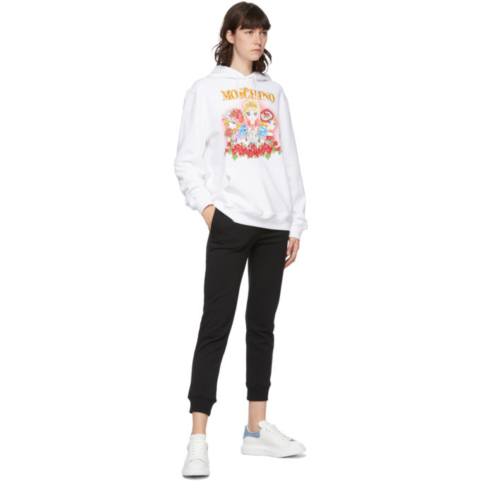 【関税込み】Moschino ホワイト プリント フーディ Moschinoのホワイト プリント フーディがセール中
