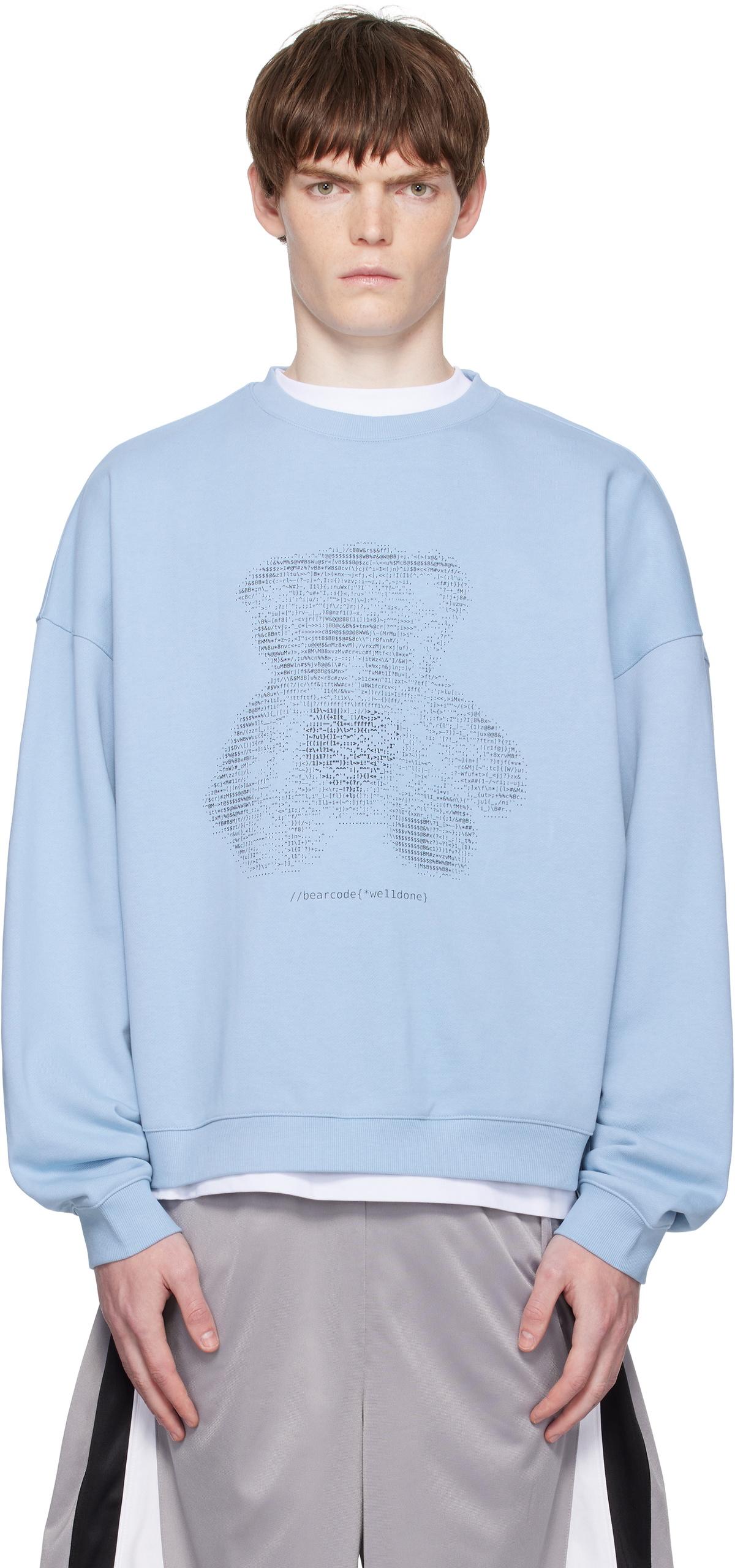 We11done Blue Coding Teddy Sweatshirt
