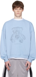 We11done Blue Coding Teddy Sweatshirt