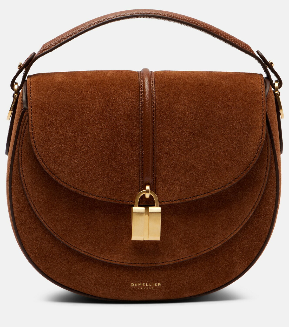 DeMellier Siena leather-trimmed suede crossbody bag