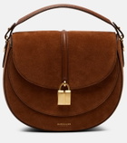 DeMellier Siena leather-trimmed suede crossbody bag