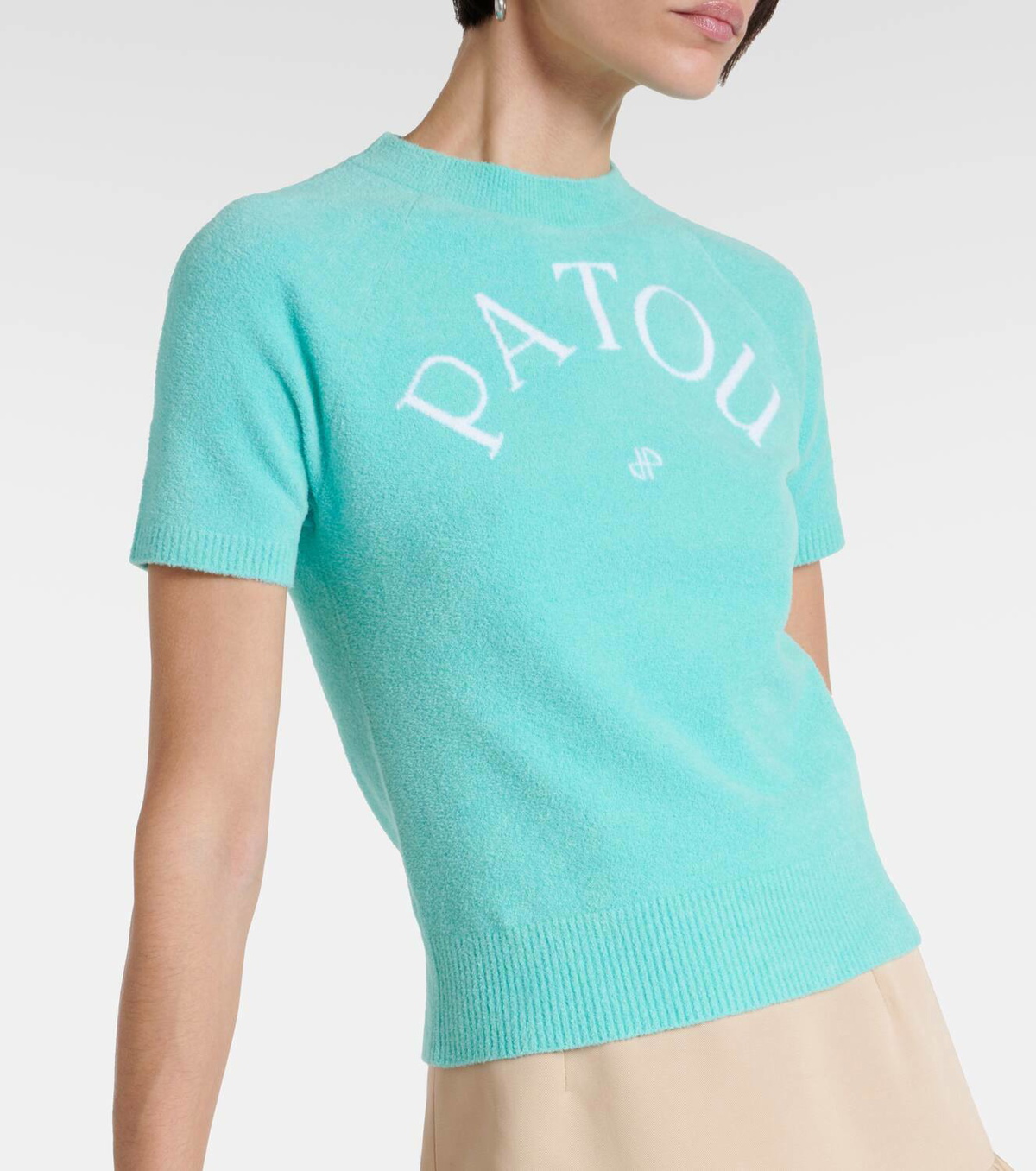 Tシャツ・カットソー Patou Cotton Blend Knit T-shirt With Logo Patou | Patou logo t-shirt in organic cotton