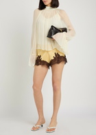 Reformation Fern Lace-trim Satin Shorts Cream