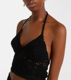 Anna Kosturova Filigree crochet halterneck cotton top