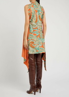 Etro Asymmetric Crepe Mini Dress Multi Print