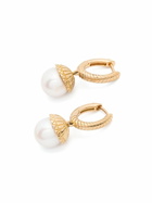 Harwell Godfrey 18K Yellow Gold Pearl Drop Hoop Earrings