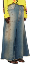 LU'U DAN Blue Wide Cropped Jeans