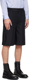 Comme des Garçons Homme Plus Black Polyester Twill Garment Dyed Shorts