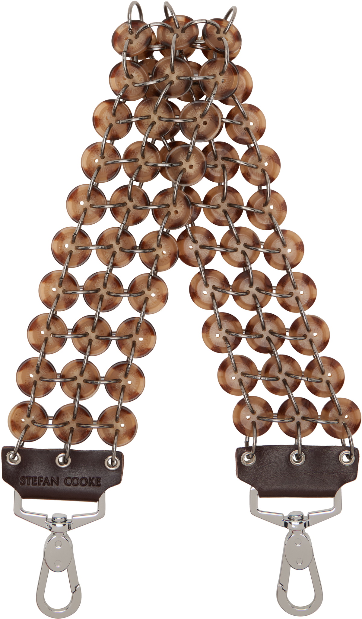 Stefan Cooke Brown Short Button Bag Strap