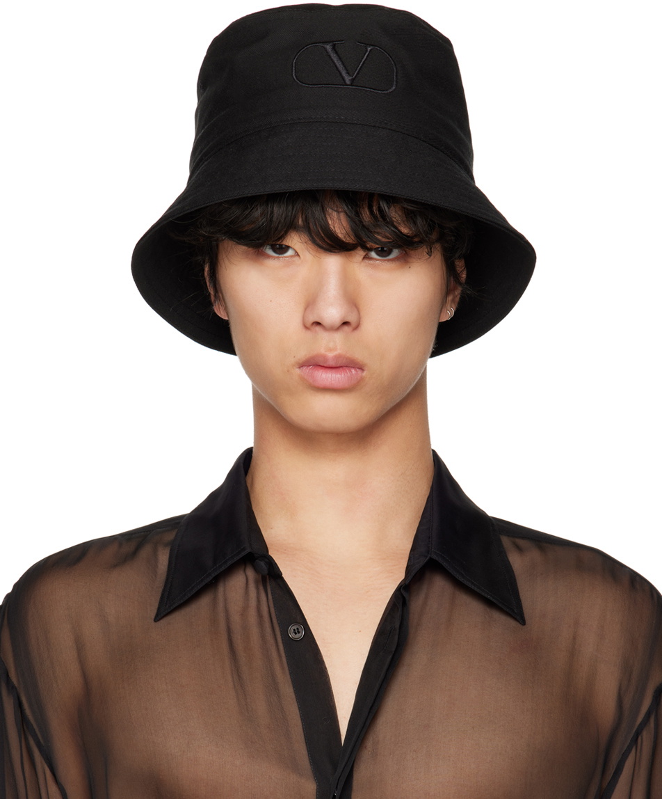 Valentino Garavani Black VLOGO Bucket Hat Valentino Garavani display picture 1