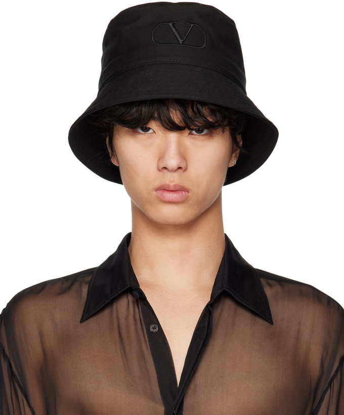 Photo: Valentino Garavani Black VLOGO Bucket Hat