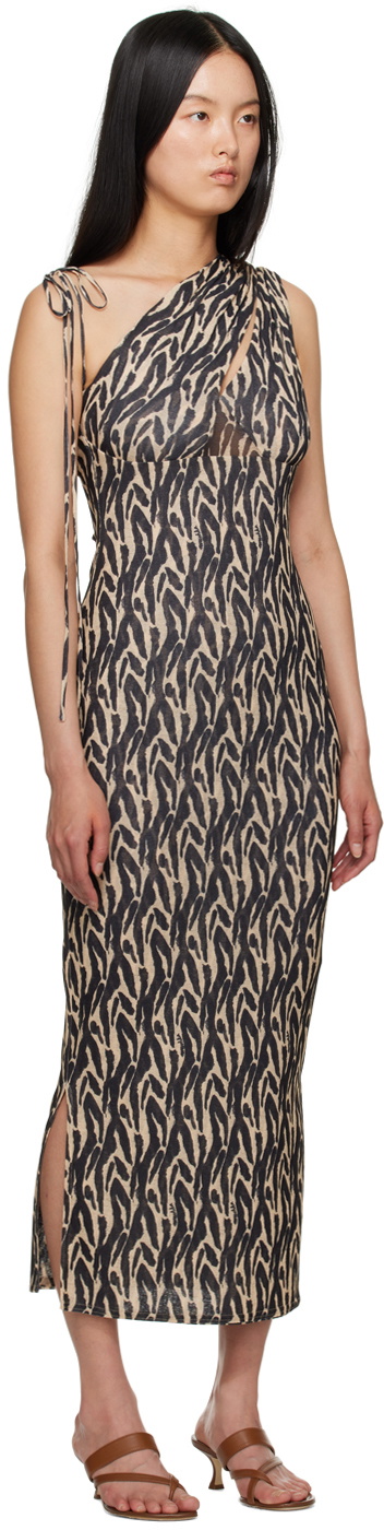 Nanushka Beige & Black Camille Maxi Dress Nanushka