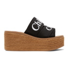 Chloe Black Woody Wedge Heeled Sandals